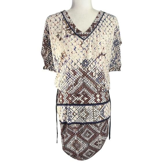Hale Bob Multicolor Side Ruching V-Neck Cover Up or Dress Size XSmall Women’s - Picture 1 of 11